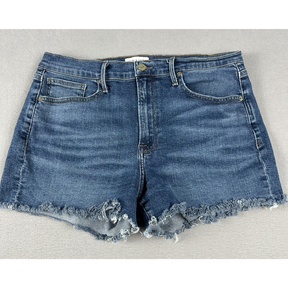 FRAME Le Brigette Women's Jeans Medium Denim Short Raw Hem Cuttoff Frayed Sz 31